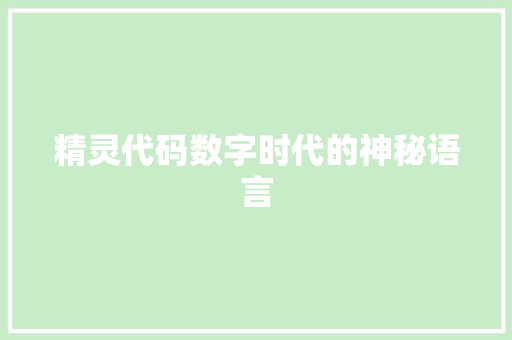 精灵代码数字时代的神秘语言