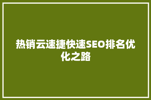 热销云速捷快速SEO排名优化之路