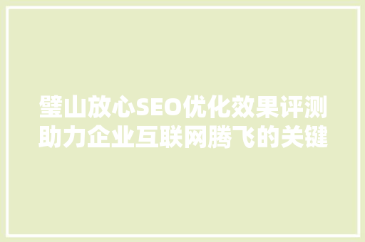 璧山放心SEO优化效果评测助力企业互联网腾飞的关键步骤