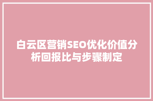 白云区营销SEO优化价值分析回报比与步骤制定