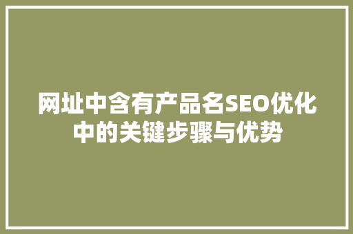 网址中含有产品名SEO优化中的关键步骤与优势