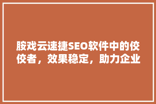 胺戏云速捷SEO软件中的佼佼者，效果稳定，助力企业网站优化  第1张