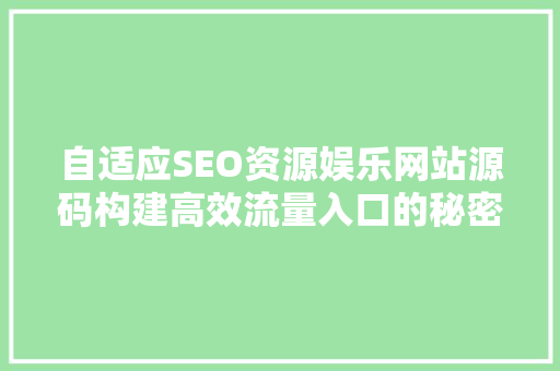 自适应SEO资源娱乐网站源码构建高效流量入口的秘密武器