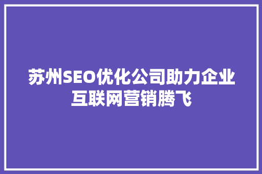 苏州SEO优化公司助力企业互联网营销腾飞
