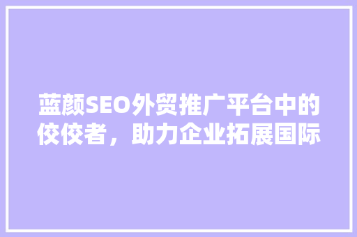 蓝颜SEO外贸推广平台中的佼佼者，助力企业拓展国际市场