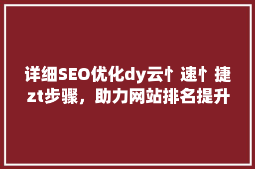 详细SEO优化dy云忄速忄捷zt步骤，助力网站排名提升