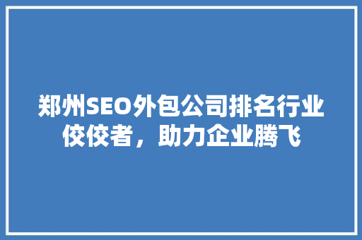 郑州SEO外包公司排名行业佼佼者，助力企业腾飞