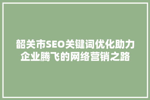 韶关市SEO关键词优化助力企业腾飞的网络营销之路  第1张