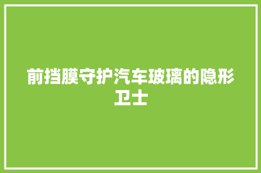 前挡膜守护汽车玻璃的隐形卫士  第1张