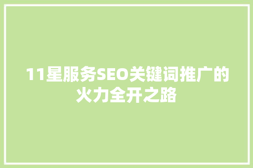 11星服务SEO关键词推广的火力全开之路