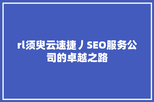 rl须臾云速捷丿SEO服务公司的卓越之路