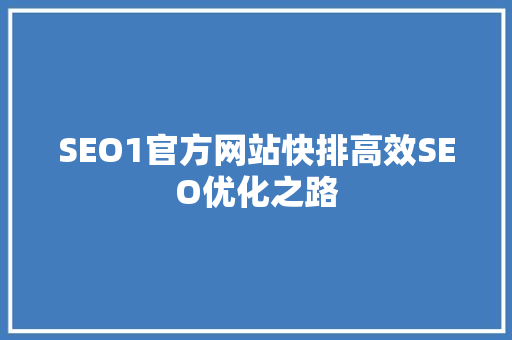 SEO1官方网站快排高效SEO优化之路