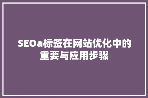 SEOa标签在网站优化中的重要与应用步骤