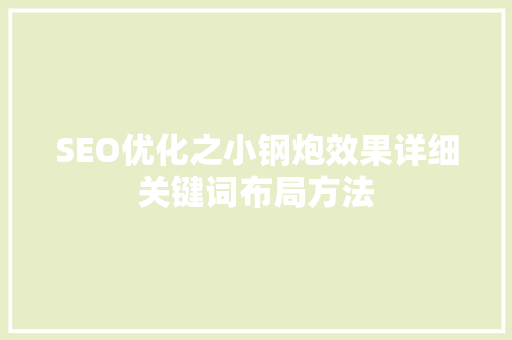 SEO优化之小钢炮效果详细关键词布局方法