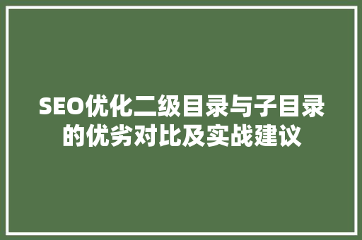 SEO优化二级目录与子目录的优劣对比及实战建议