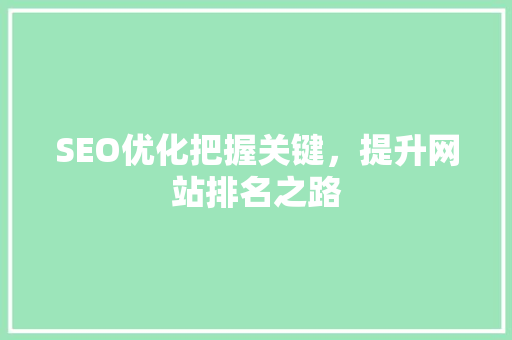 SEO优化把握关键，提升网站排名之路