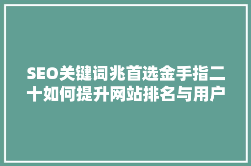 SEO关键词兆首选金手指二十如何提升网站排名与用户体验