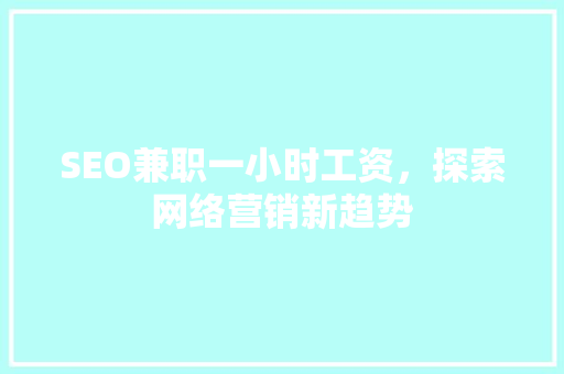 SEO兼职一小时工资，探索网络营销新趋势