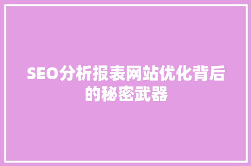 SEO分析报表网站优化背后的秘密武器