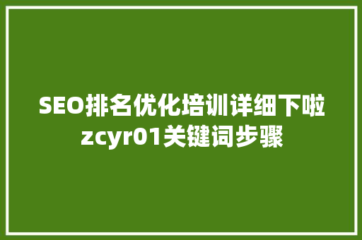 SEO排名优化培训详细下啦zcyr01关键词步骤