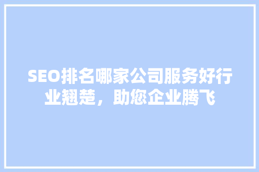 SEO排名哪家公司服务好行业翘楚，助您企业腾飞