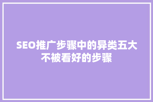 SEO推广步骤中的异类五大不被看好的步骤
