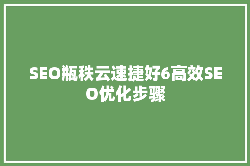 SEO瓶秩云速捷好6高效SEO优化步骤