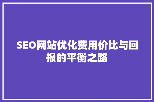 SEO网站优化费用价比与回报的平衡之路