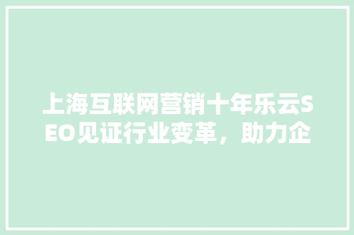 上海互联网营销十年乐云SEO见证行业变革，助力企业腾飞