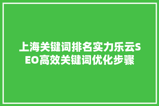 上海关键词排名实力乐云SEO高效关键词优化步骤