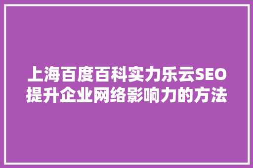 上海百度百科实力乐云SEO提升企业网络影响力的方法