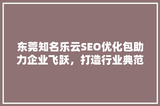 东莞知名乐云SEO优化包助力企业飞跃，打造行业典范