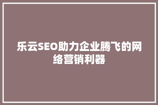 乐云SEO助力企业腾飞的网络营销利器