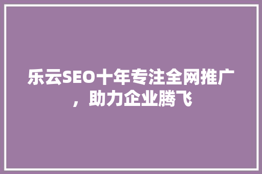 乐云SEO十年专注全网推广，助力企业腾飞
