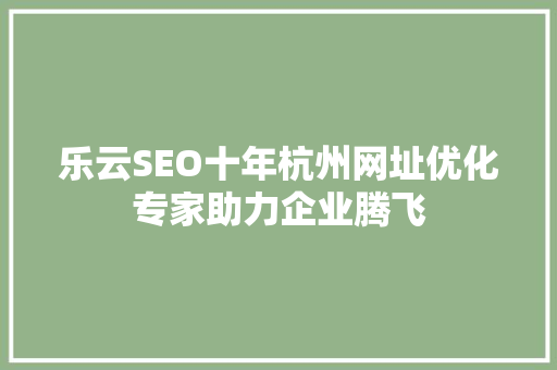 乐云SEO十年杭州网址优化专家助力企业腾飞