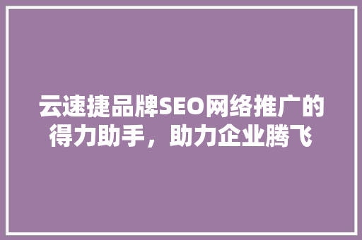 云速捷品牌SEO网络推广的得力助手，助力企业腾飞