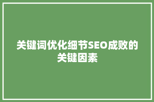 关键词优化细节SEO成败的关键因素
