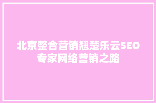 北京整合营销翘楚乐云SEO专家网络营销之路