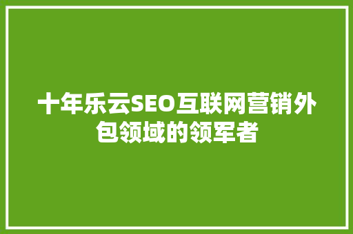 十年乐云SEO互联网营销外包领域的领军者
