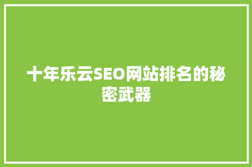 十年乐云SEO网站排名的秘密武器