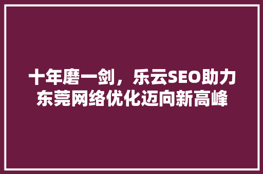 十年磨一剑，乐云SEO助力东莞网络优化迈向新高峰