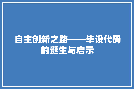 自主创新之路——毕设代码的诞生与启示
