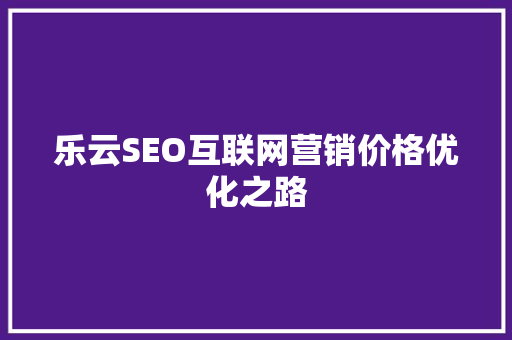 乐云SEO互联网营销价格优化之路