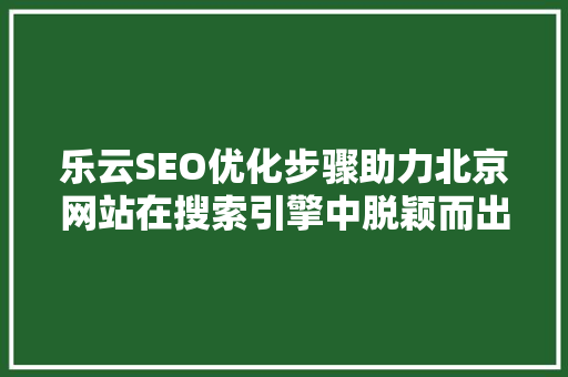 乐云SEO优化步骤助力北京网站在搜索引擎中脱颖而出