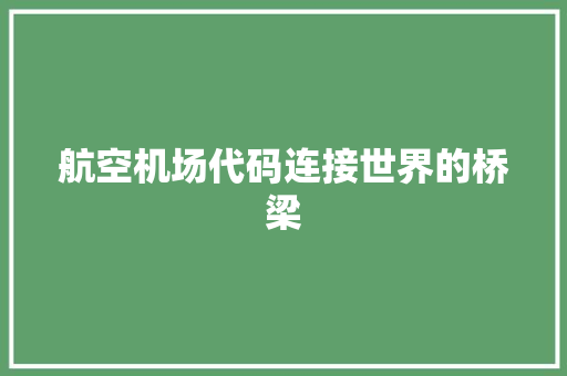 航空机场代码连接世界的桥梁