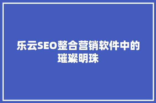 乐云SEO整合营销软件中的璀璨明珠