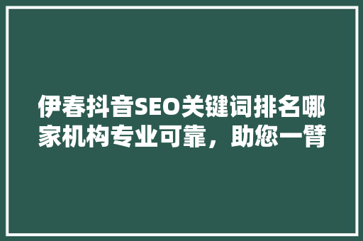 伊春抖音SEO关键词排名哪家机构专业可靠，助您一臂之力