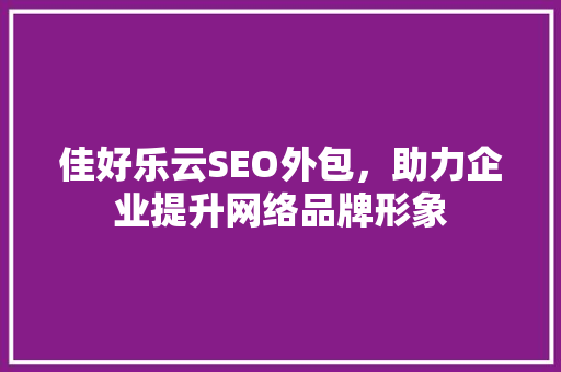 佳好乐云SEO外包，助力企业提升网络品牌形象