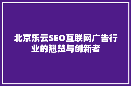 北京乐云SEO互联网广告行业的翘楚与创新者  第1张