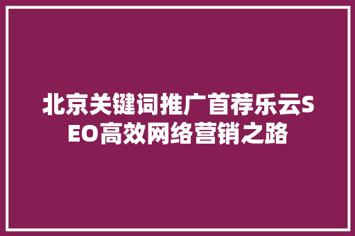 北京关键词推广首荐乐云SEO高效网络营销之路